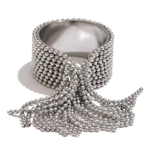 Anthropologie Tassel Stainless Steel Waterproof Resizable Ring - Picture 12 of 16